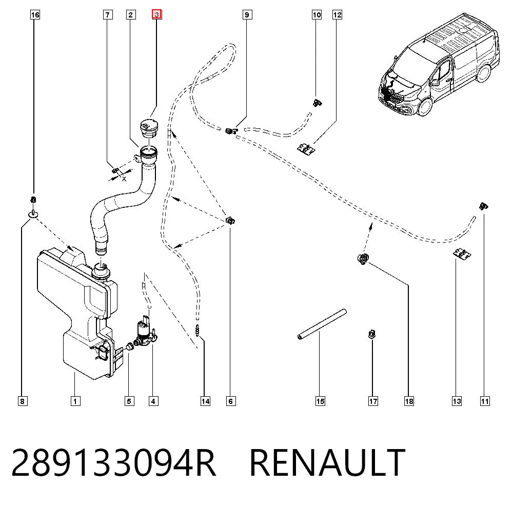 Tampa de tanque de fluido para lavador Renault Trafic III EG ao melhor preço