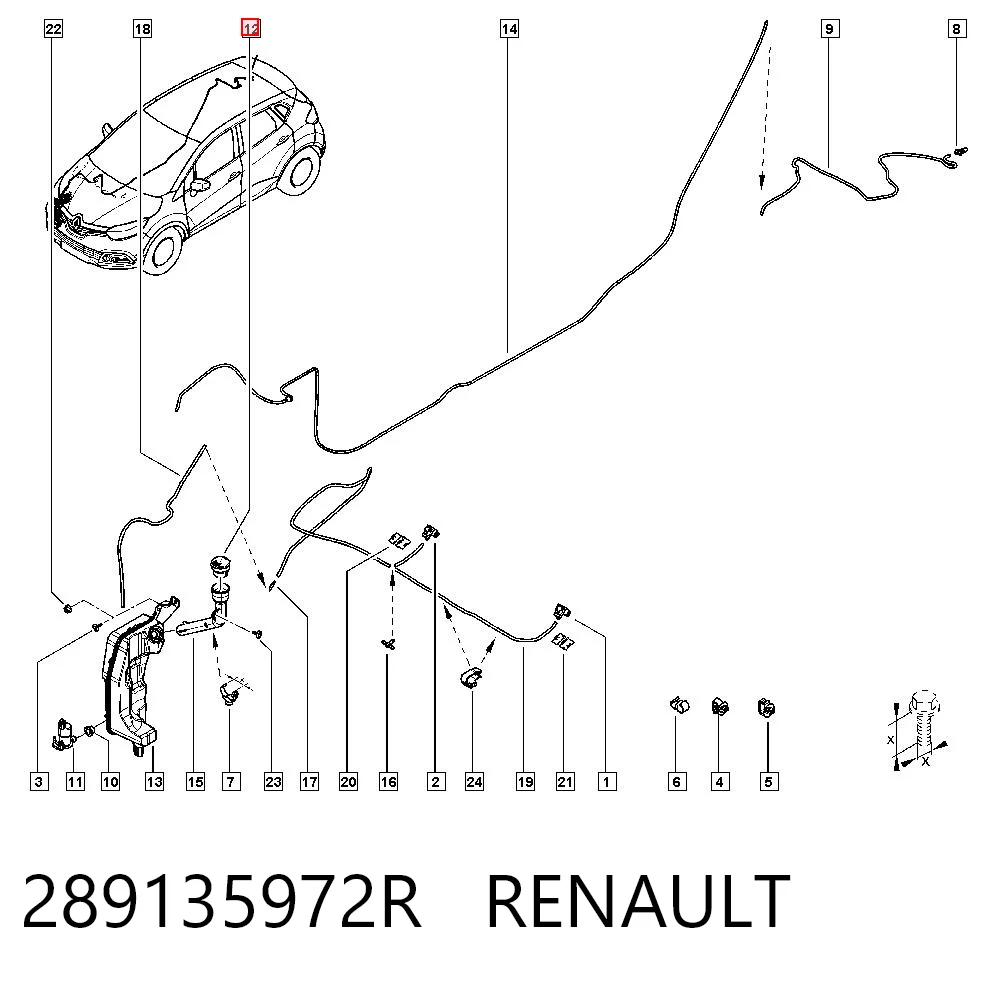289135972R Renault (RVI) Tampa de tanque de fluido para lavador