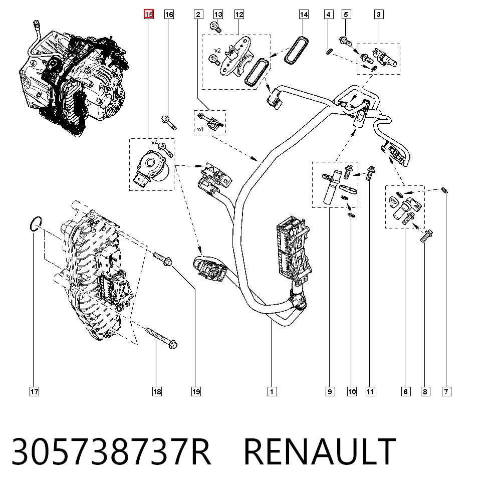 305738737R Renault (RVI) Válvula de controlo de acionamento hidráulico de embraiagem