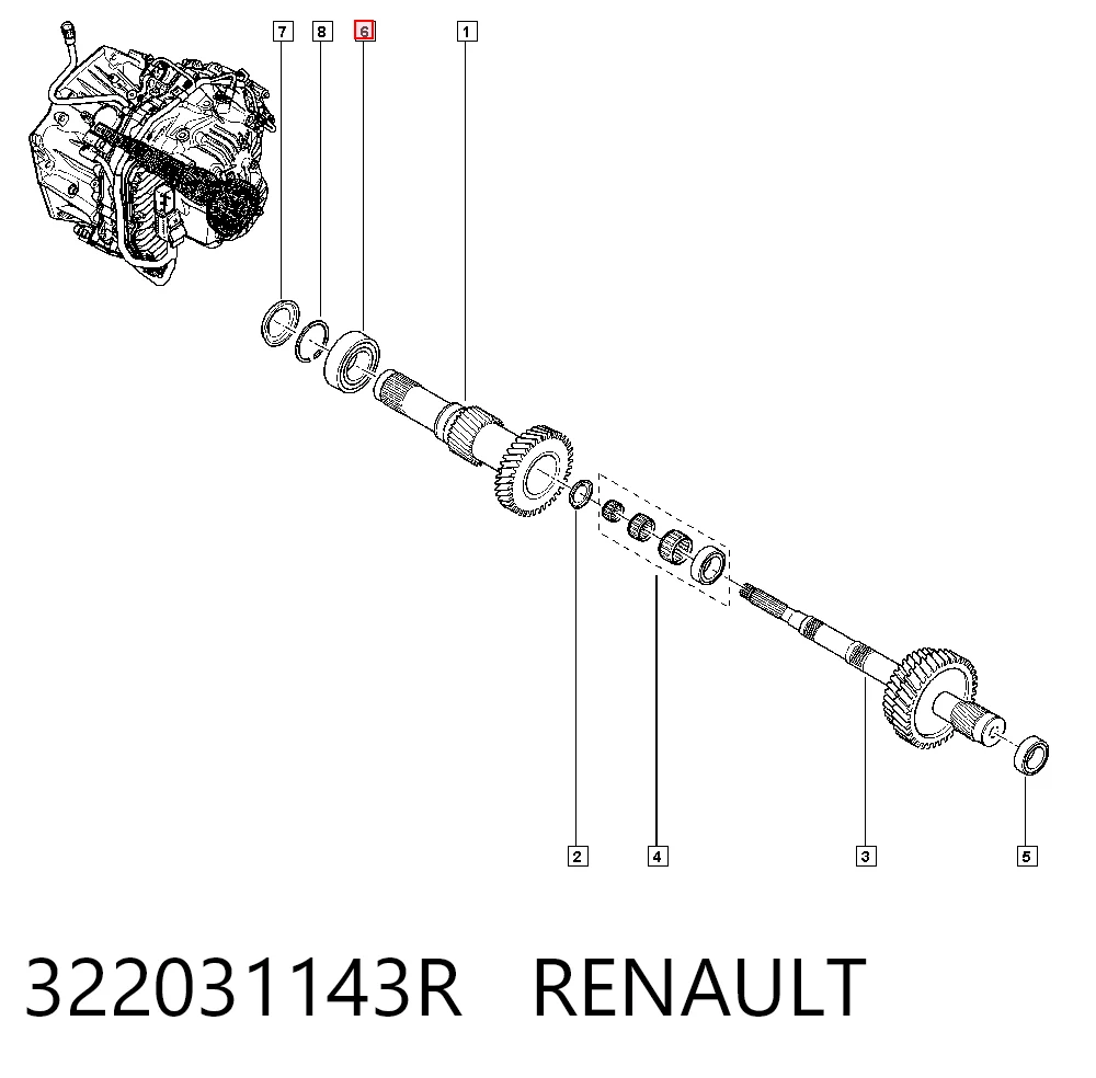 Rolamento da árvore primária da Caixa de Mudança Renault Clio IV BH
