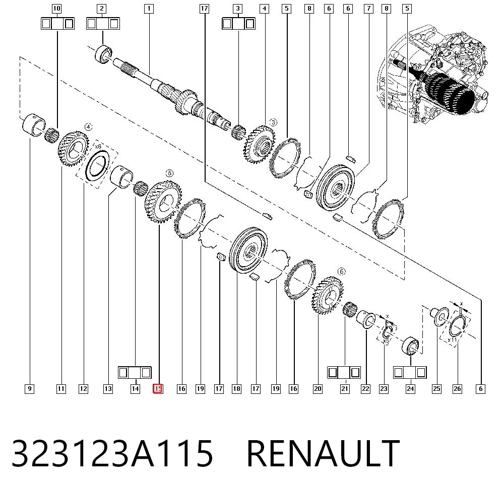Roda dentada motriz de 5ª velocidade Renault Koleos  HY0 ao melhor preço