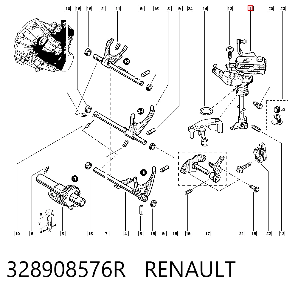 Mecanismo de seleção (de mudança) de velocidades Nissan/Infiniti 328908122R preço, a partir de 298,23 USD
