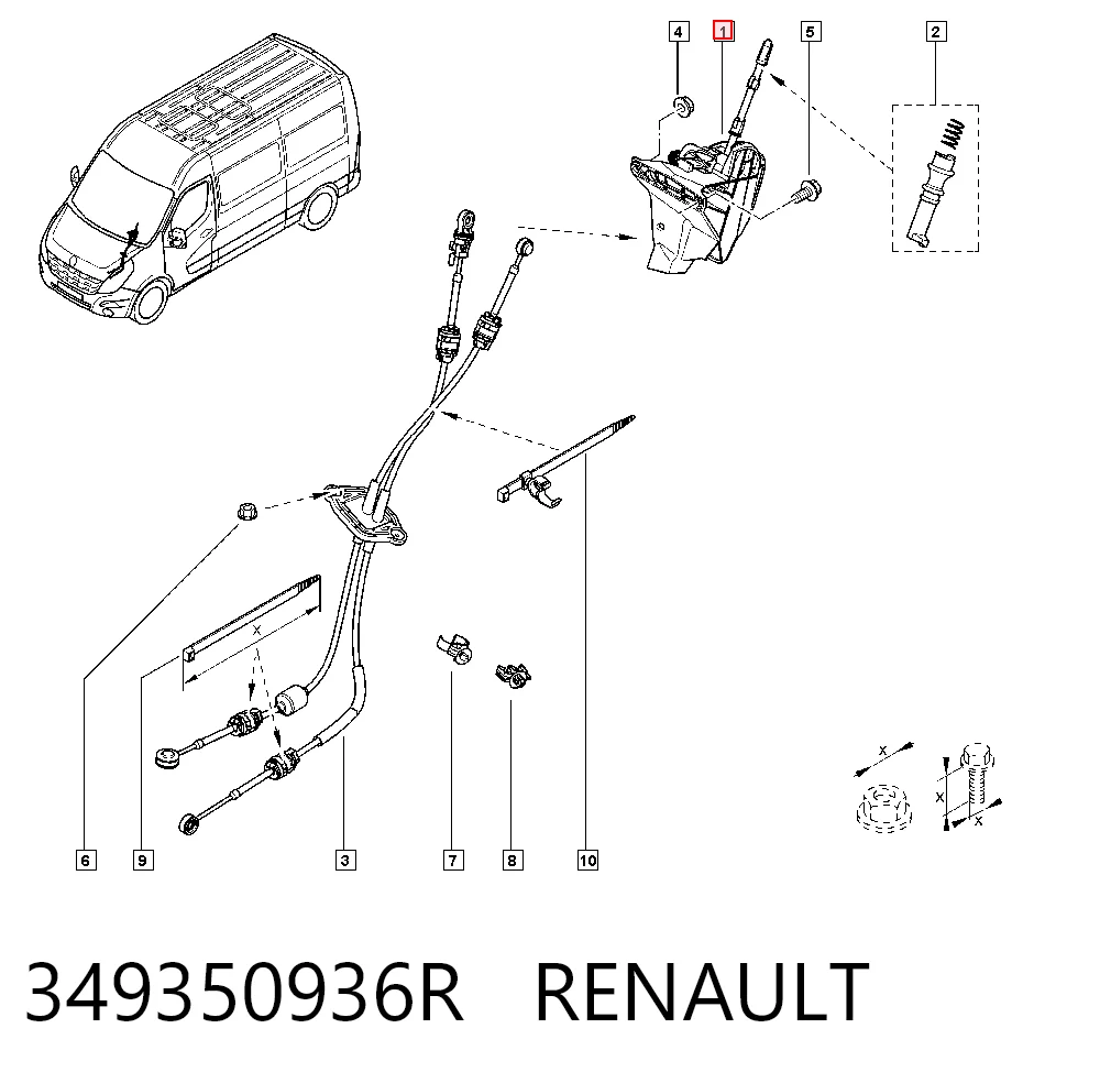 Mecanismo de mudança (ligação) Renault Master II сaixa (HD, FD) (2003 - 2010) II