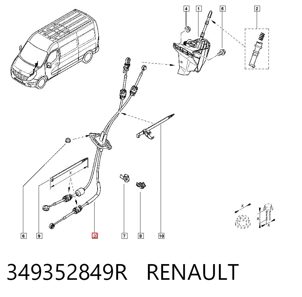 Cabo de mudança duplo Renault Master III FV ao melhor preço
