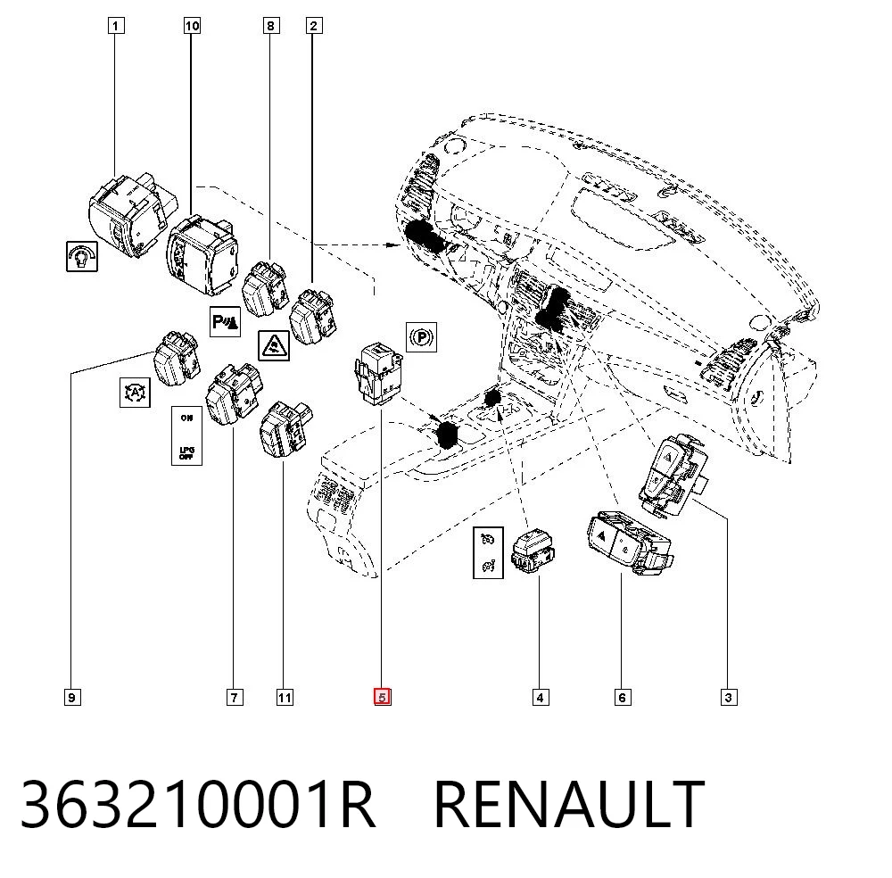 363210001R Renault (RVI) Interruptor de controlo da posição do freio de estacionamento