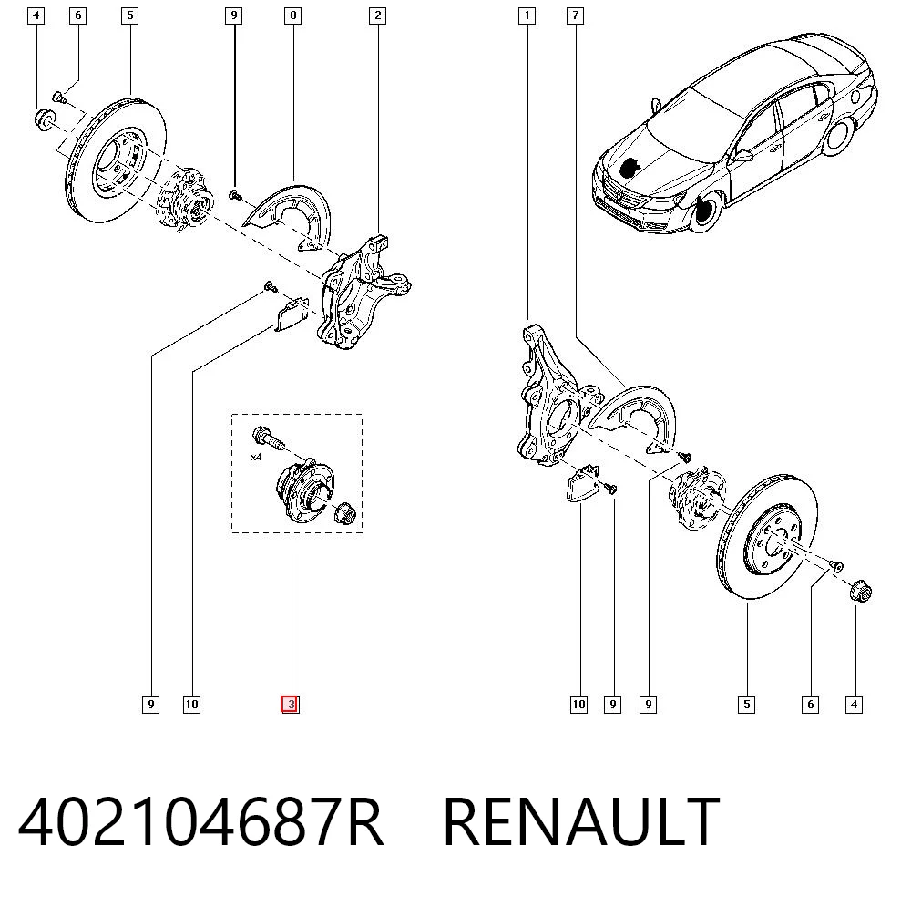 para Renault Laguna III (BT0, BT1)