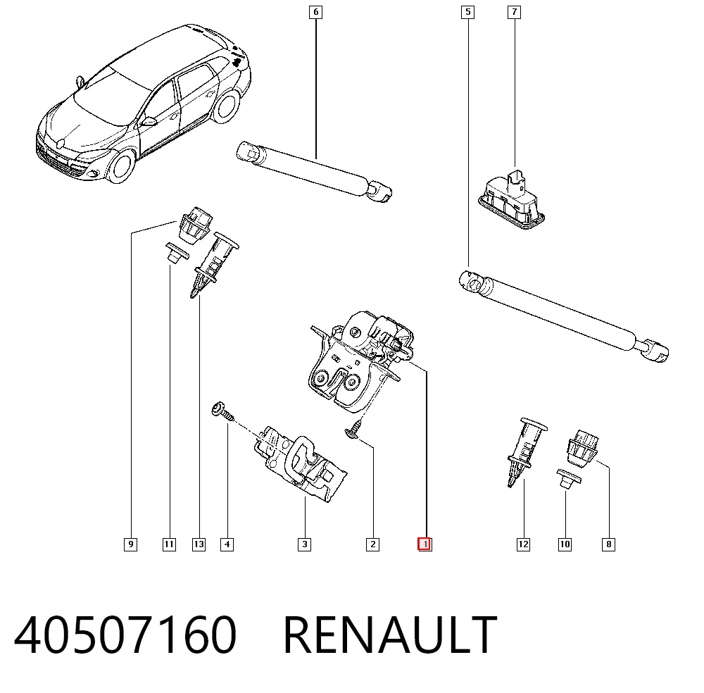 Fecho de tampa de porta-malas (de 3ª/5ª porta traseira) Renault DUSTER II SUV (HM) (2017 - 2026) II