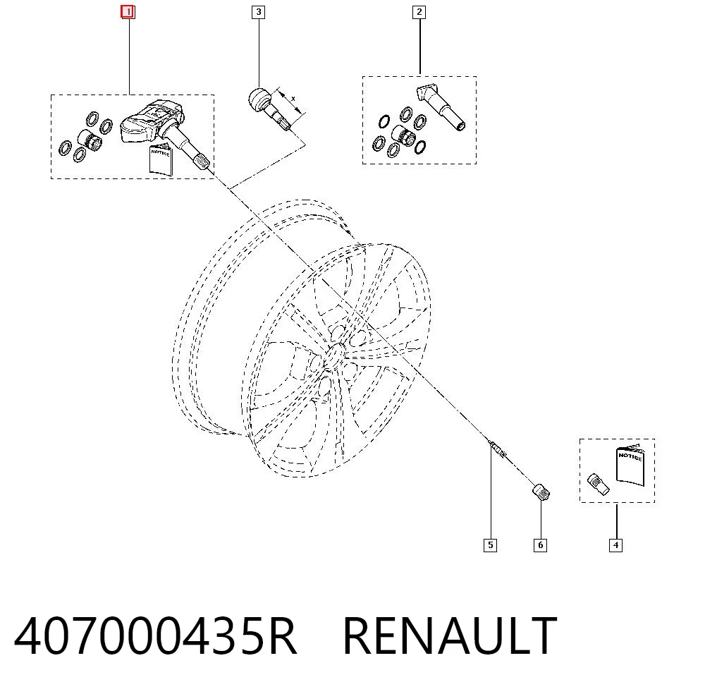 407000435R Renault (RVI) Sensor de pressão de ar nos pneus