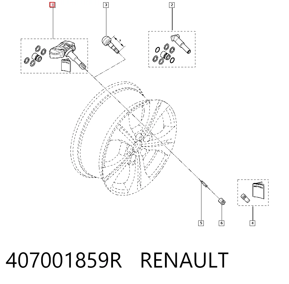  Sensor de pressão de ar nos pneus Renault Scenic GRAND III monovolume (JZ0, JZ1) (2009 - 2016) GRAND III