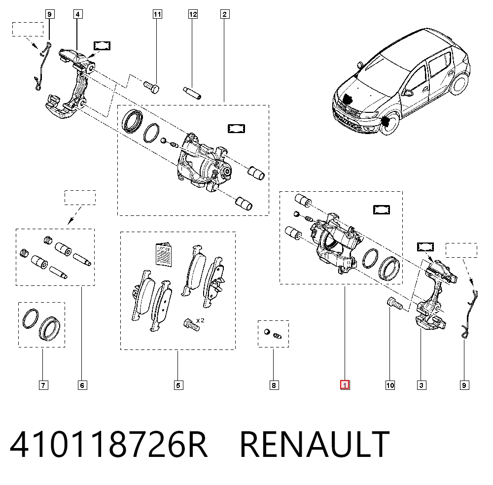 Kit de reparação de suporte do freio dianteiro Smart FORFOUR  453