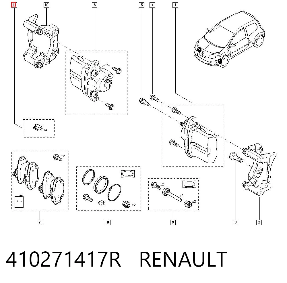 Kit de molas de fixação de sapatas de disco dianteiras Renault Clio II BB, CB ao melhor preço