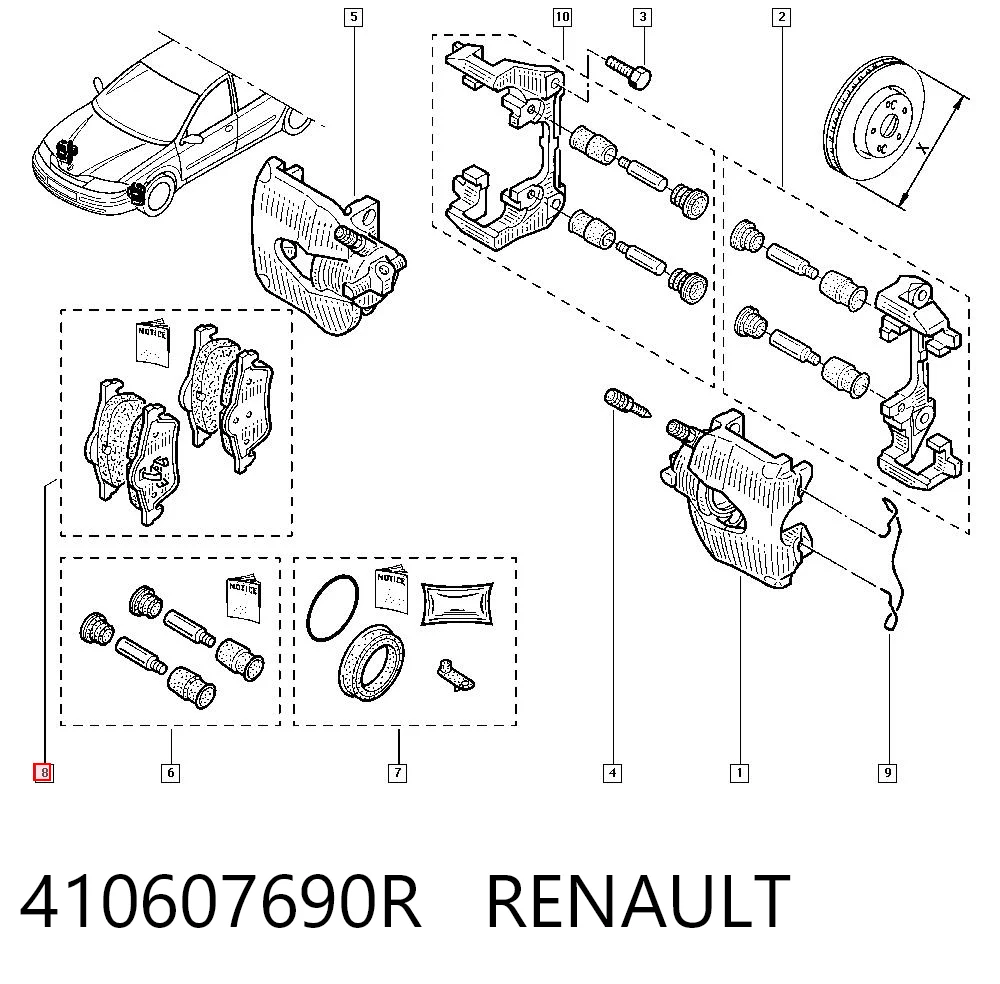 Sapatas do freio dianteiras de disco para Renault Laguna KG0, KG1
