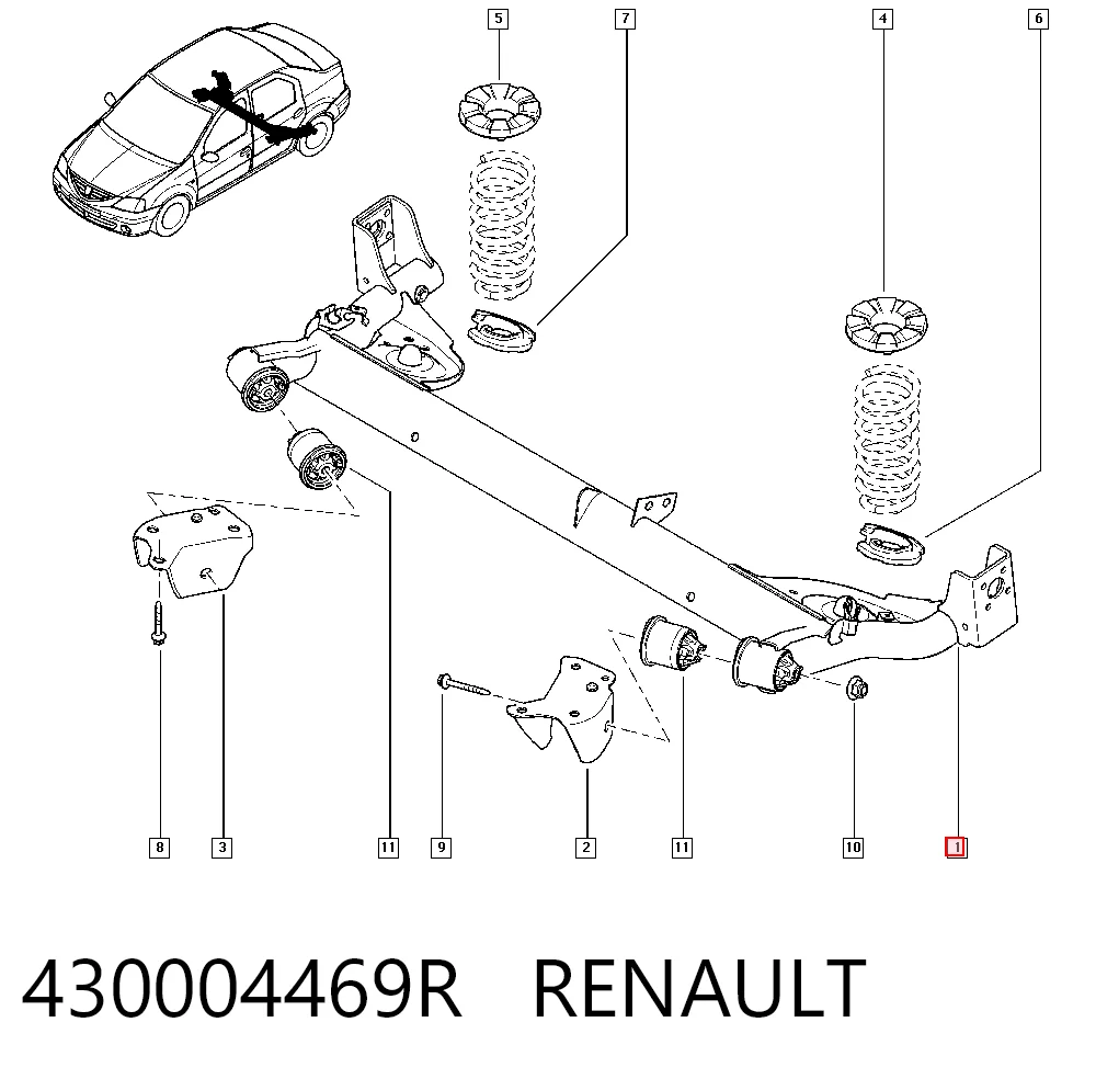 Compre Viga de suspensão traseira (plataforma veicular) Renault LOGAN 