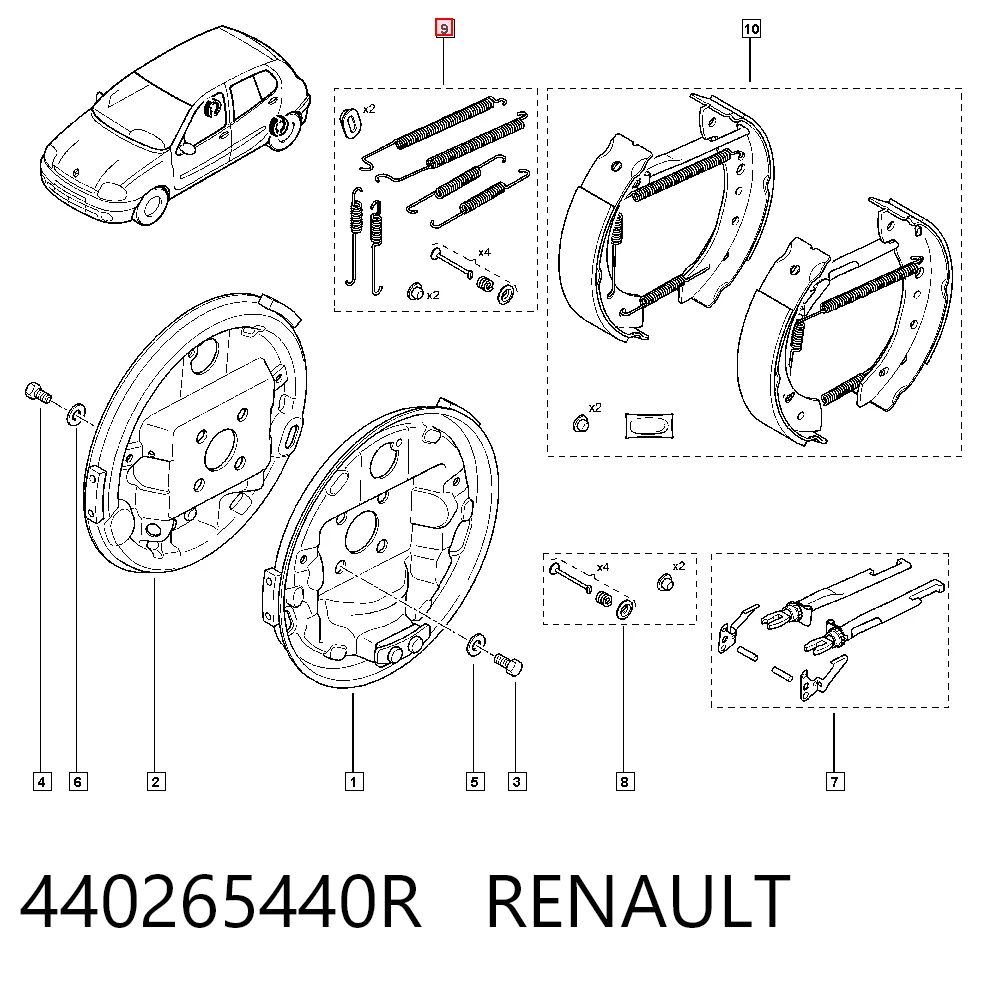 Kit de montagem das sapatas traseiras de tambor para Volkswagen Polo VI AW1, BZ1, AE1