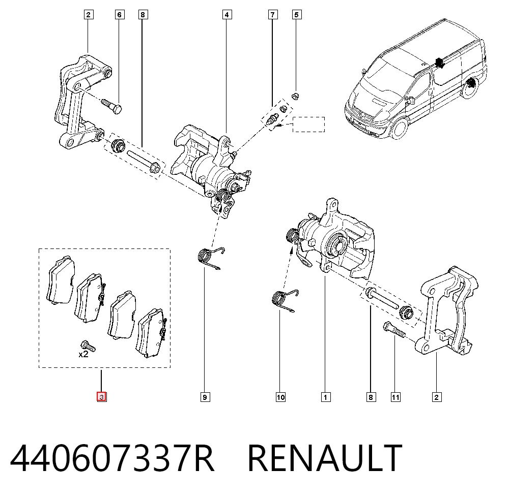 Sapatas do freio traseiras de disco para Renault Trafic FL