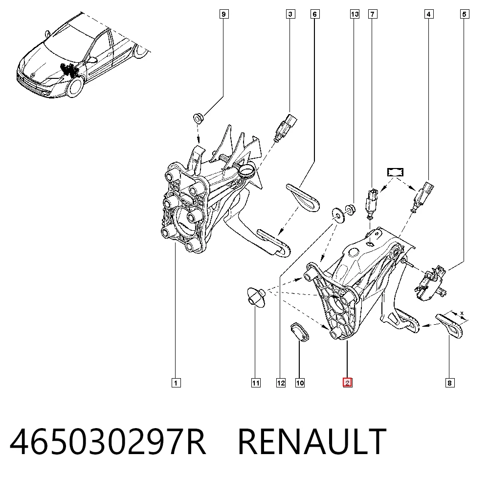 Pedal de embraiagem para Renault Laguna III KT0, KT1