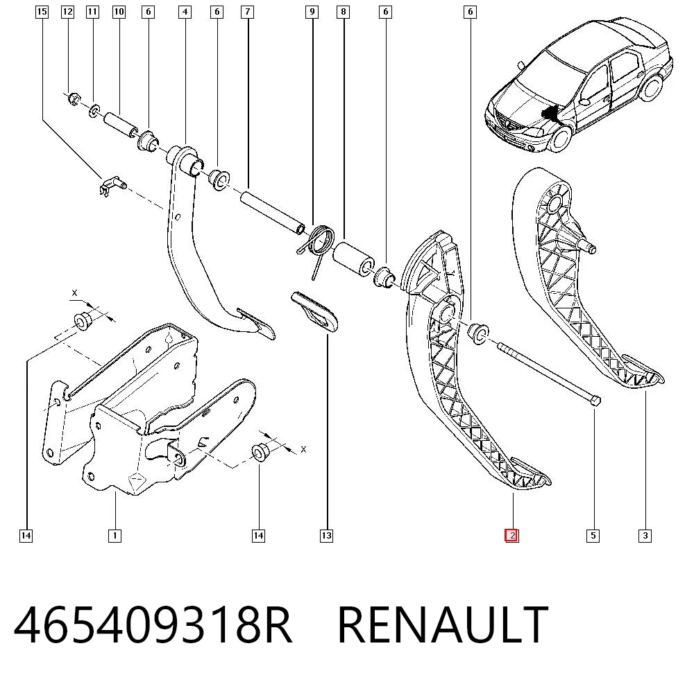 Pedal de embraiagem para Dacia Logan I LS