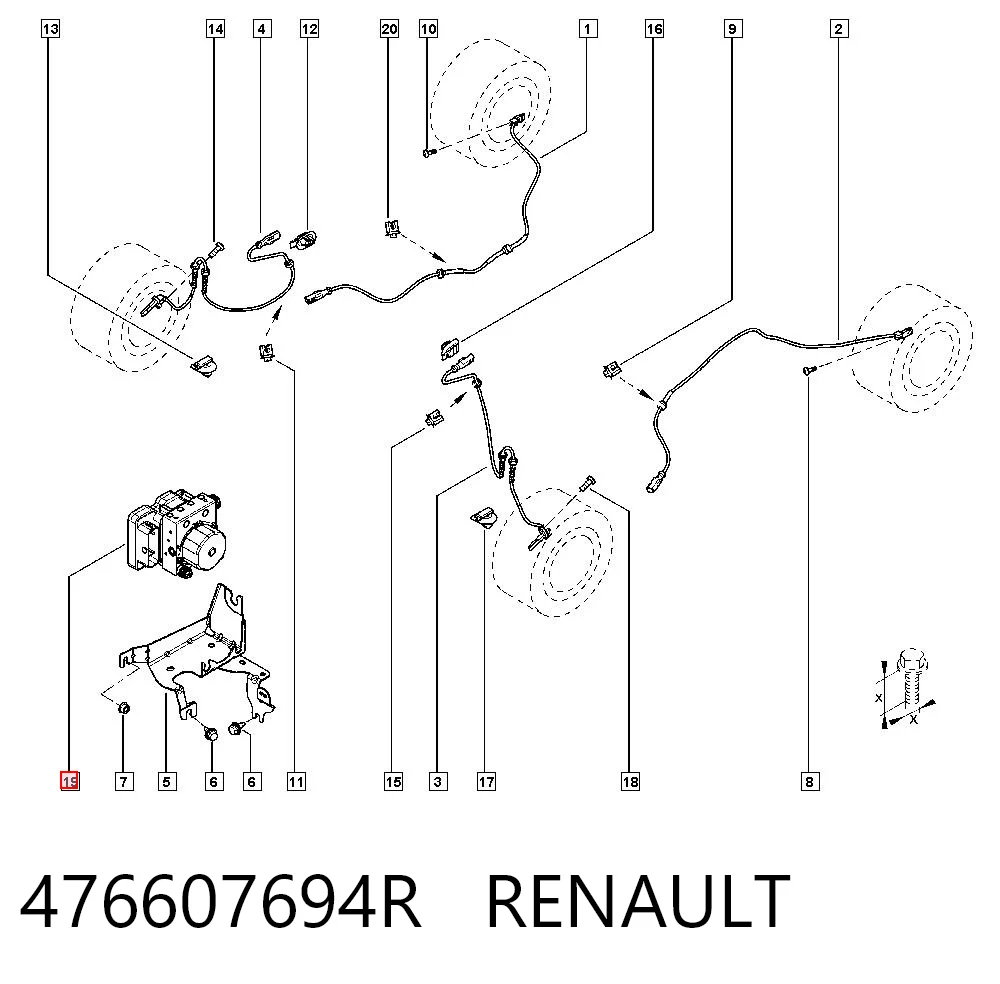 Unidade hidráulico de controlo ABS para Renault LOGAN II MCV K8