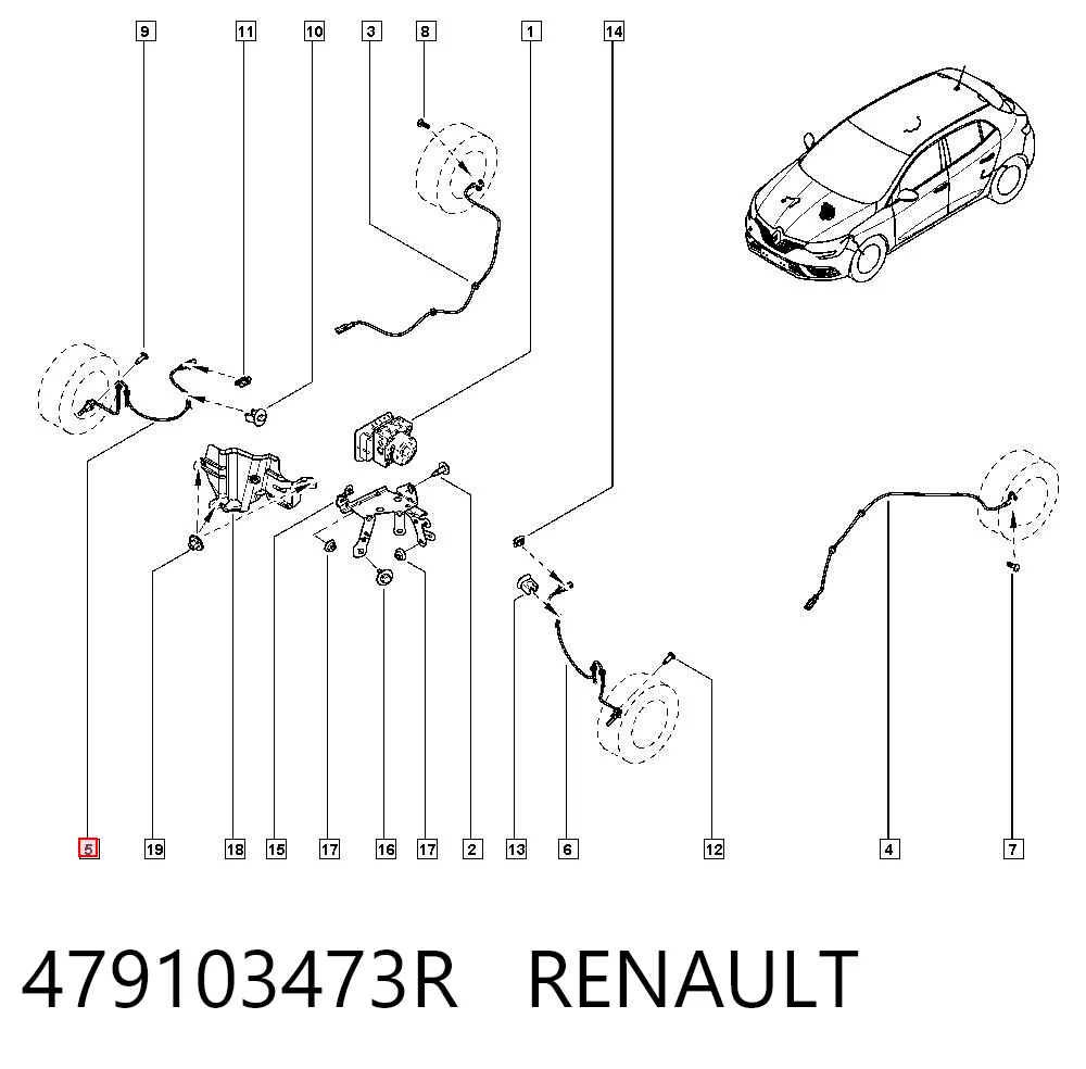 Sensor dianteiro de ABS para Renault Scenic R9