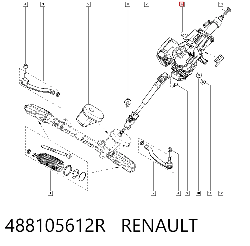 Coluna da direção para Renault Megane III KZ0, KZ1