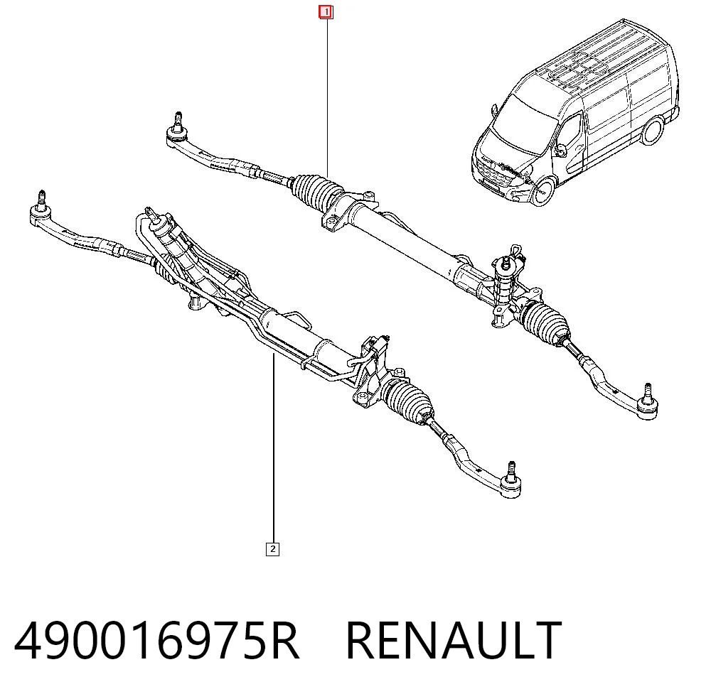 490016975R Renault (RVI) Cremalheira da direção