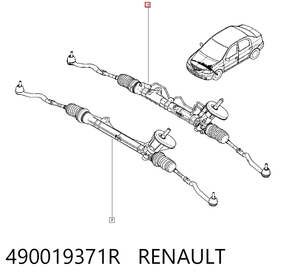 490019371R Renault (RVI) Cremalheira da direção