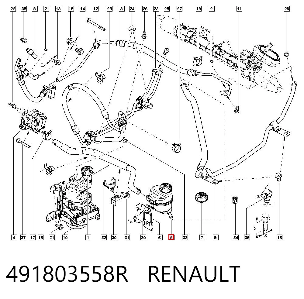 491803558R Renault (RVI) Tanque de bomba da Direção hidrâulica assistida