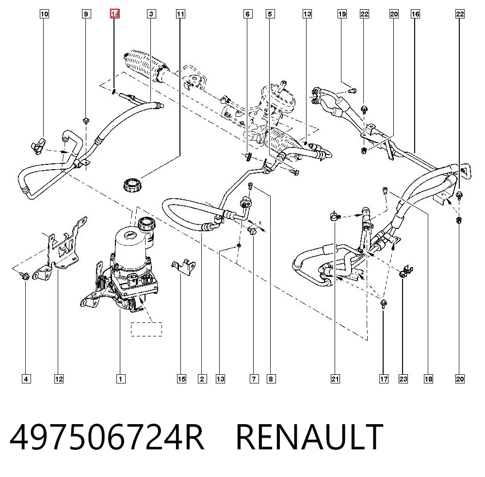 Anel de vedação dos tubos de ligação da cremalheira da direção 497506724R Nissan/Infiniti