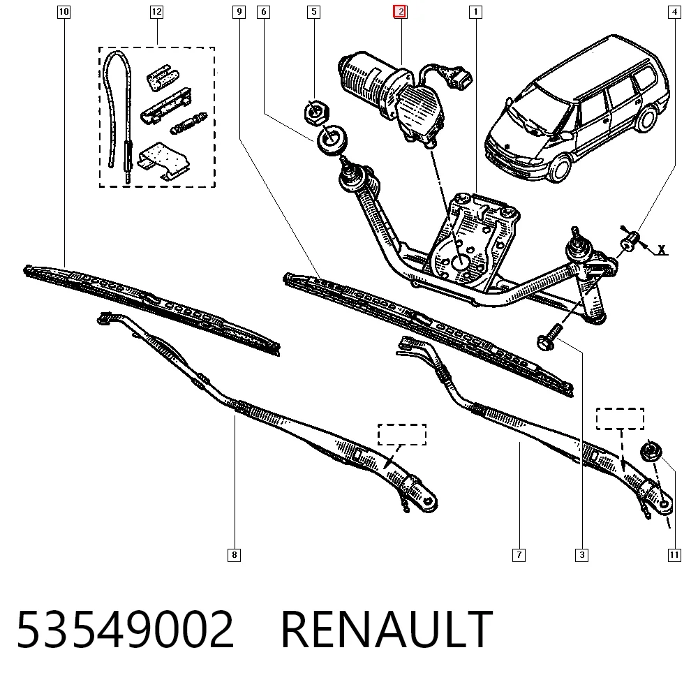 Motor de limpador pára-brisas do pára-brisas para Renault Espace III JE