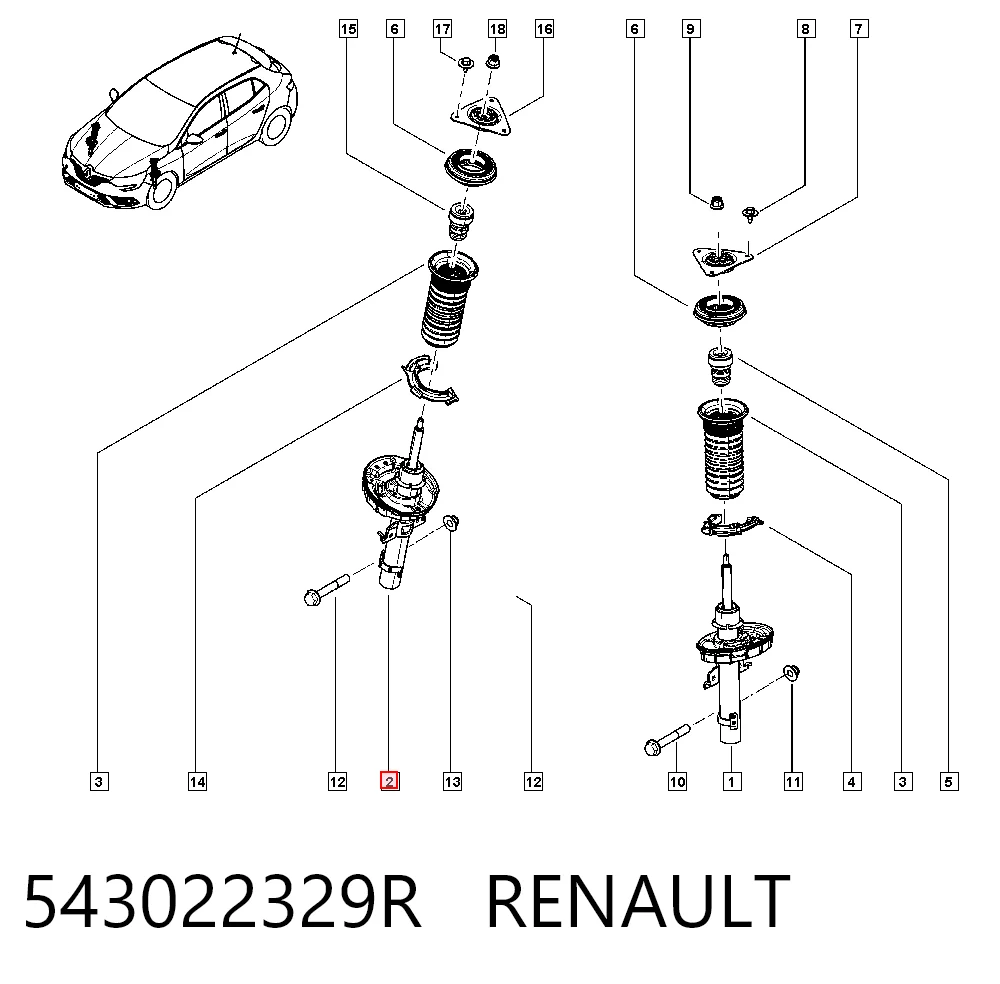 Amortecedor dianteiro Renault Megane IV LV