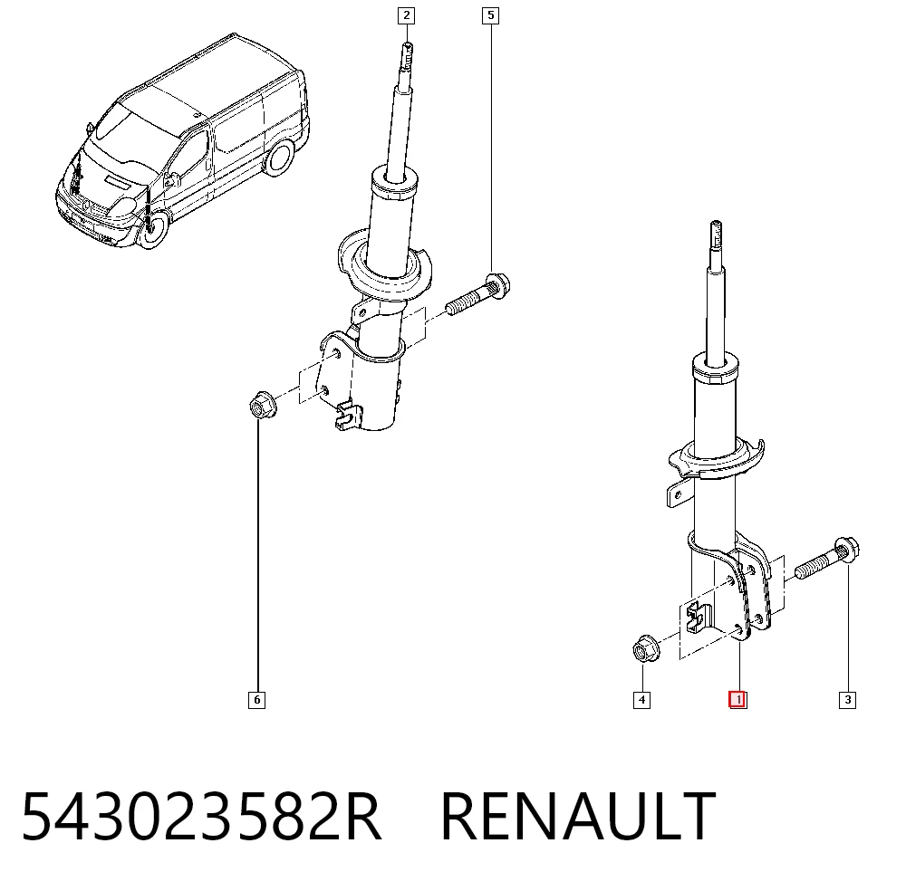 Amortecedor dianteiro para Renault Trafic EG