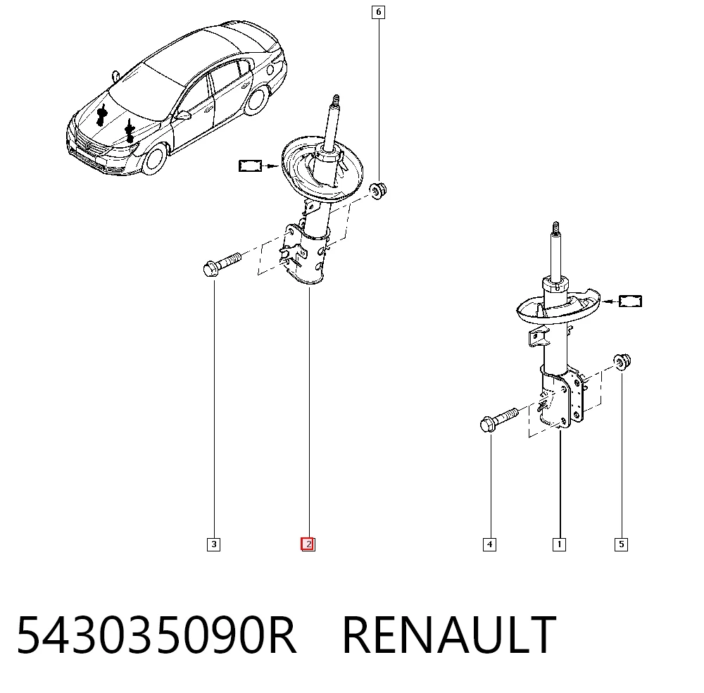 Compre 543023395R Nissan/Infiniti Amortecedor dianteiro direito