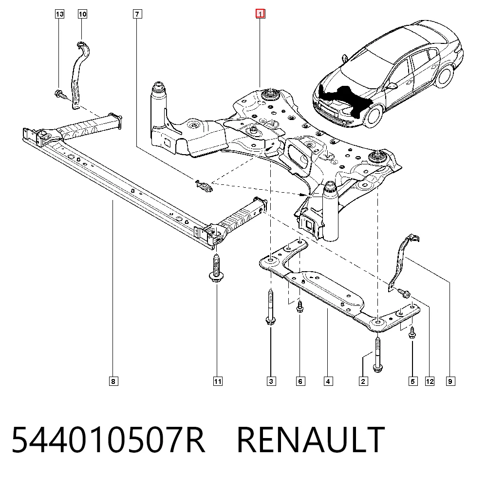 Viga de suspensão dianteira (plataforma veicular) para Renault Scenic III JZ0, JZ1