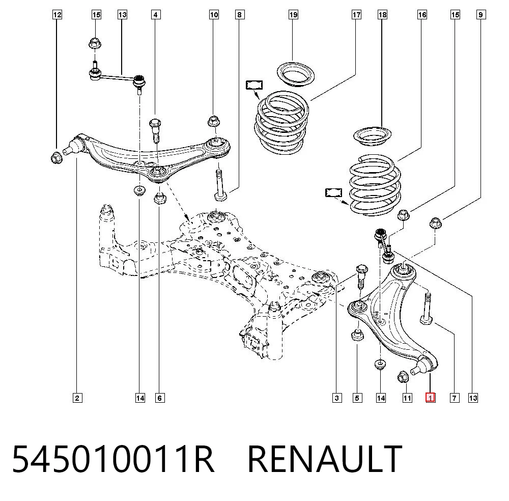 545010011R Renault (RVI) Braço oscilante inferior esquerdo de suspensão dianteira