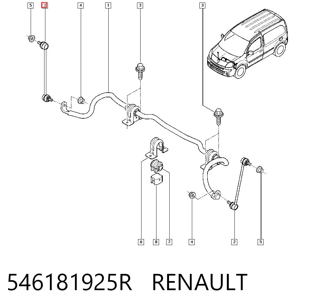 Montante de estabilizador dianteiro Renault Kangoo  KW0, KW1 ao melhor preço