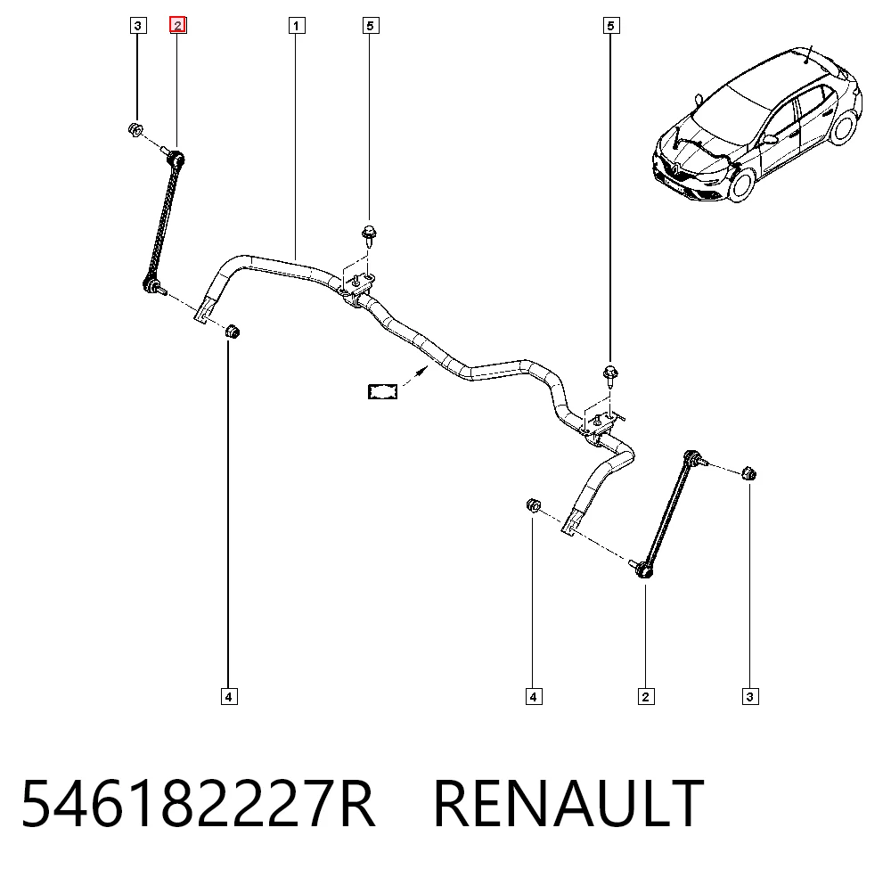 546182227R Renault (RVI) Montante de estabilizador dianteiro