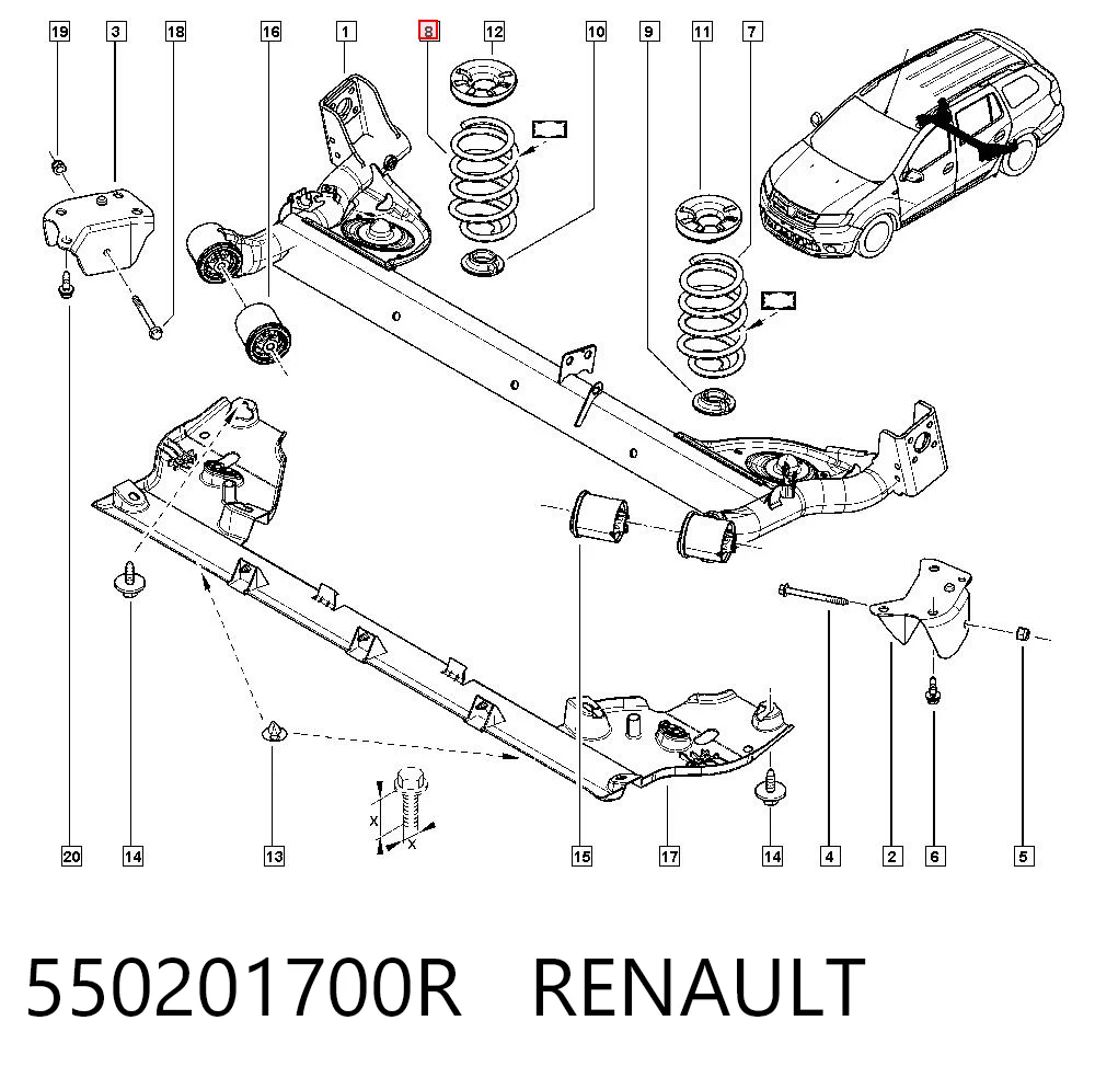 Mola traseira Renault LOGAN II MCV K8