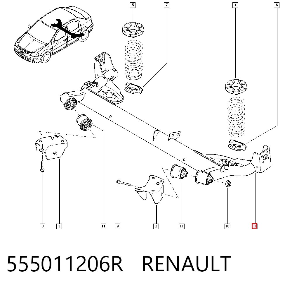 Compre 555012371R Lada Viga de suspensão traseira (plataforma veicular)