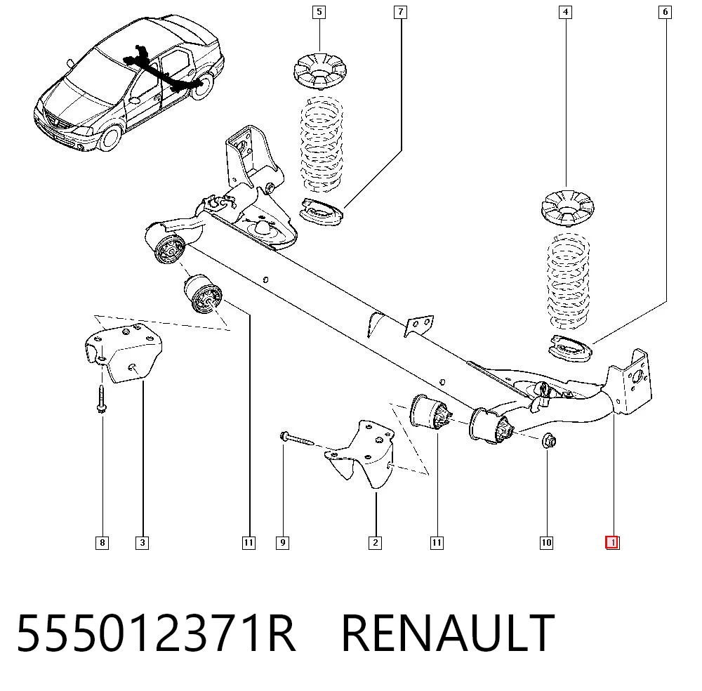 Compre 555012371R Lada Viga de suspensão traseira (plataforma veicular)
