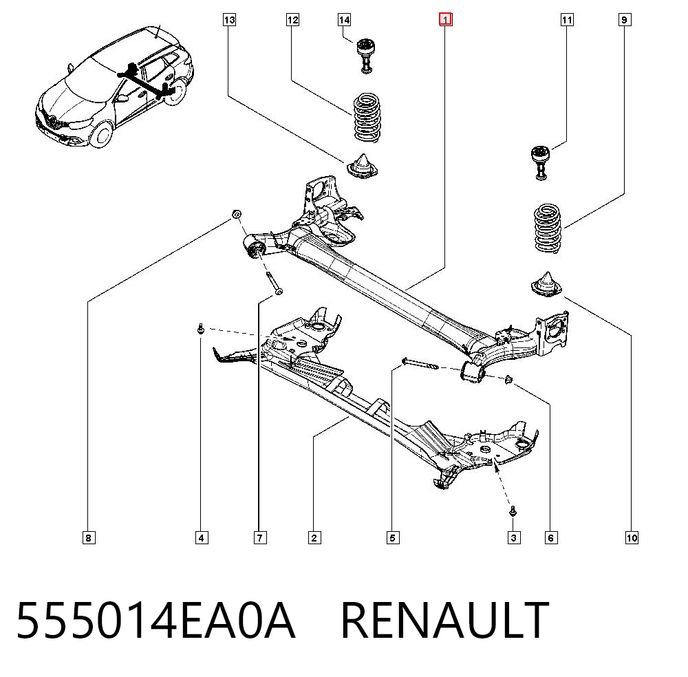 Viga de suspensão traseira (plataforma veicular) para Nissan Qashqai J11