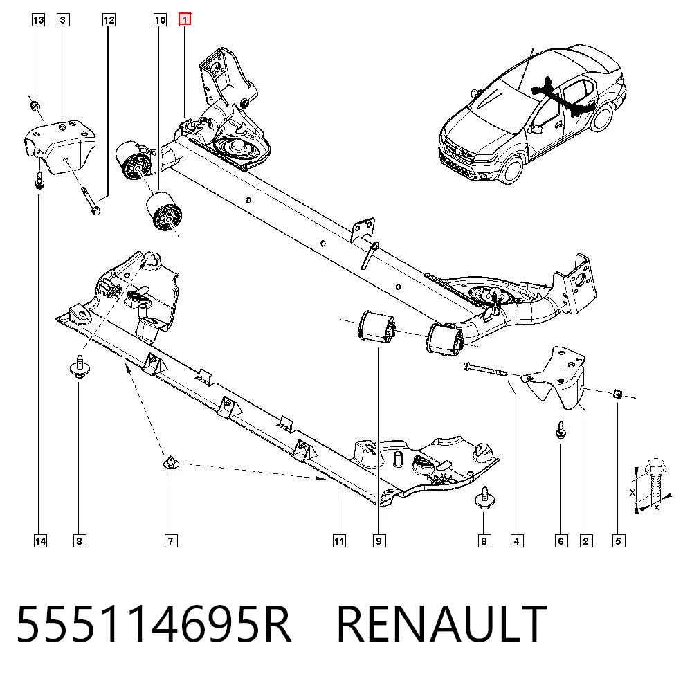 Viga de suspensão traseira (plataforma veicular) Renault SANDERO II B8 ao melhor preço