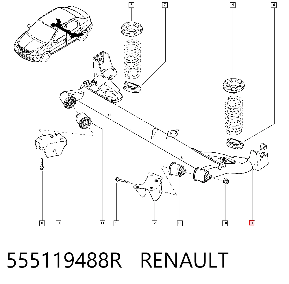 Viga de suspensão traseira (plataforma veicular) Dacia Sandero preço, a partir de 228,12 USD
