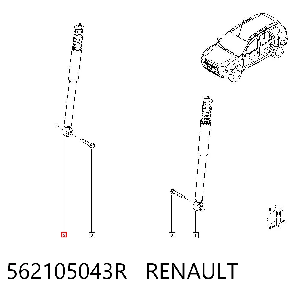 562105043R Renault (RVI) Amortecedor traseiro