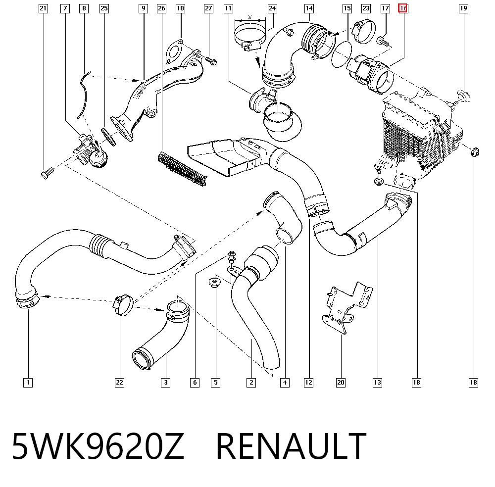 5WK9620Z Renault (RVI) Sensor de fluxo (consumo) de ar, medidor de consumo M.A.F. - (Mass Airflow)