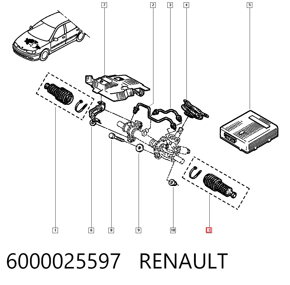 Bota de proteção do mecanismo de direção (de cremalheira) para Renault Laguna I B56, 556