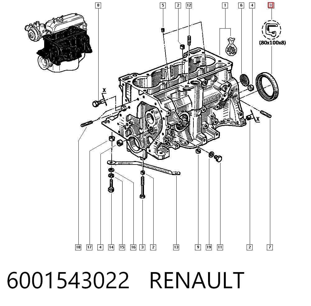 Vedação traseira de cambota de motor para Renault 9  L42