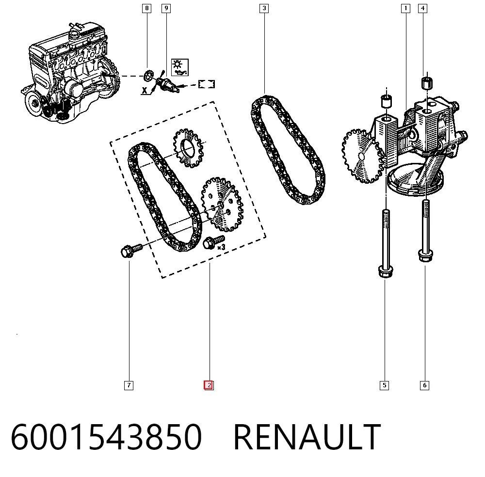 Cadeia de bomba de óleo Renault Scenic III JZ0, JZ1