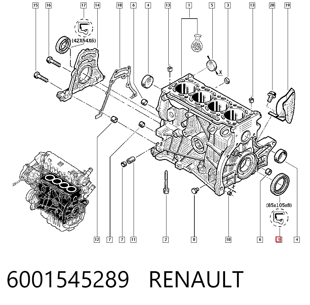 Vedação traseira de cambota de motor Nissan Primastar  X83