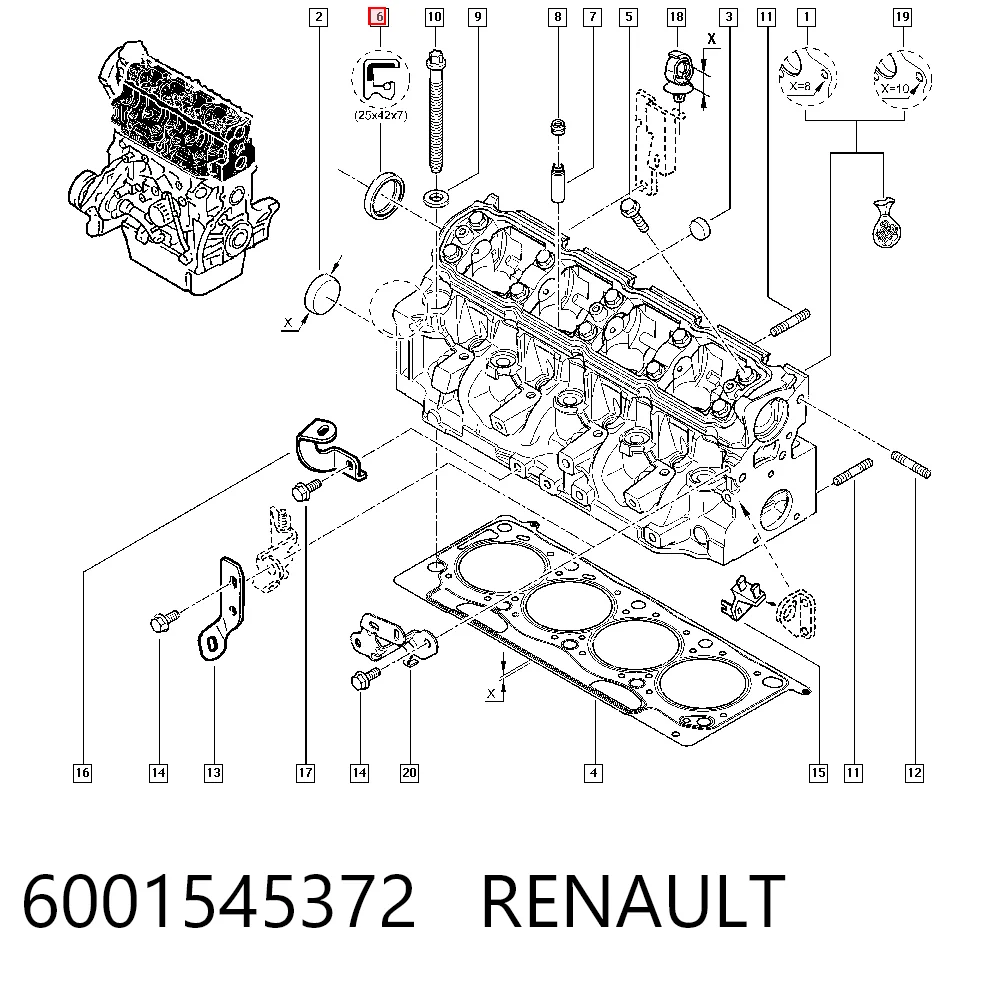 Vedação da árvore distribuidora de motor Renault 21  L48