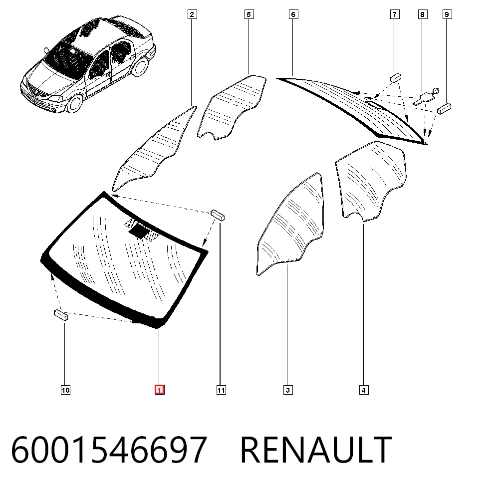 Pára-brisas para Renault LOGAN LS